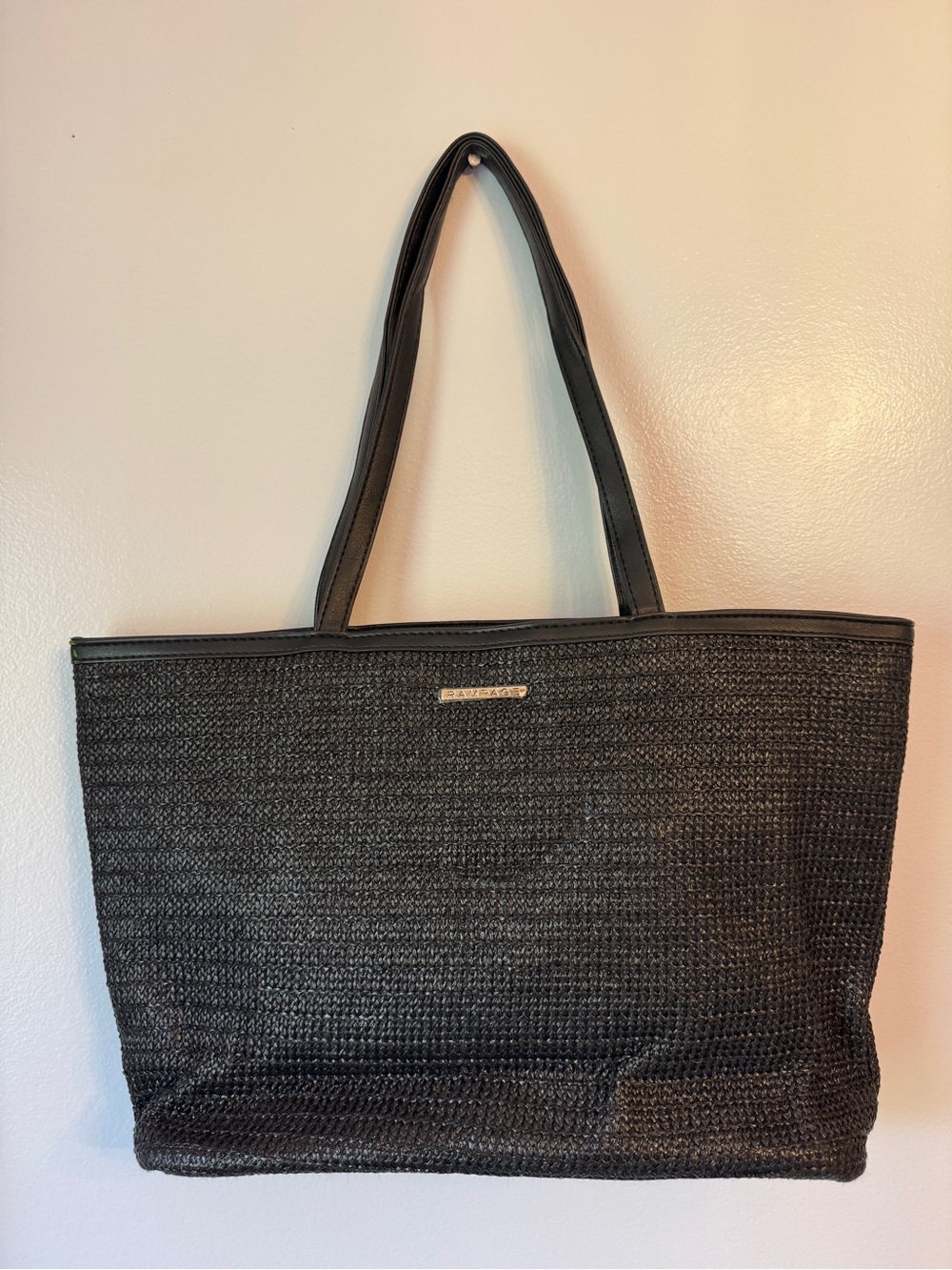 Rampage- Black Woven Tote Bag - Women's Shoulder Bag